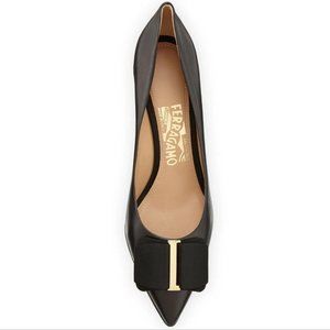 Salvatore Ferragamo Mimi Black Leather Heels Size 9